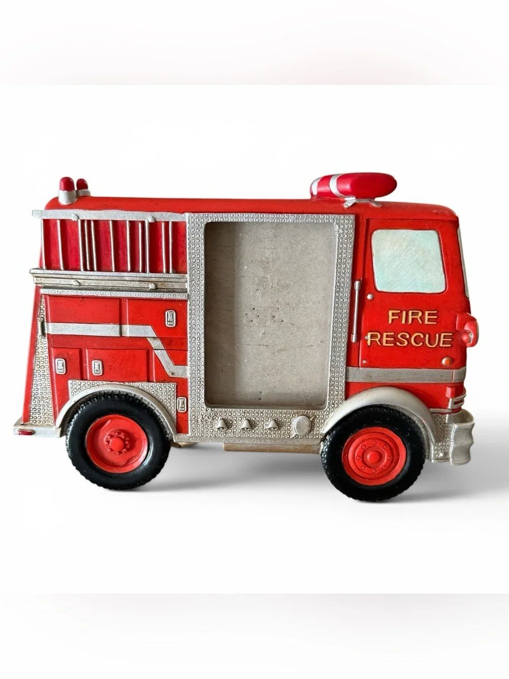 Vintage 3D Prinz 2.5x3.5" Fire Engine Photo Frame Red Black Silver Freestanding